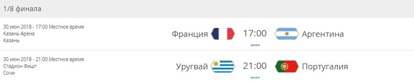 расписание ЧМ 2018 на 30 июня