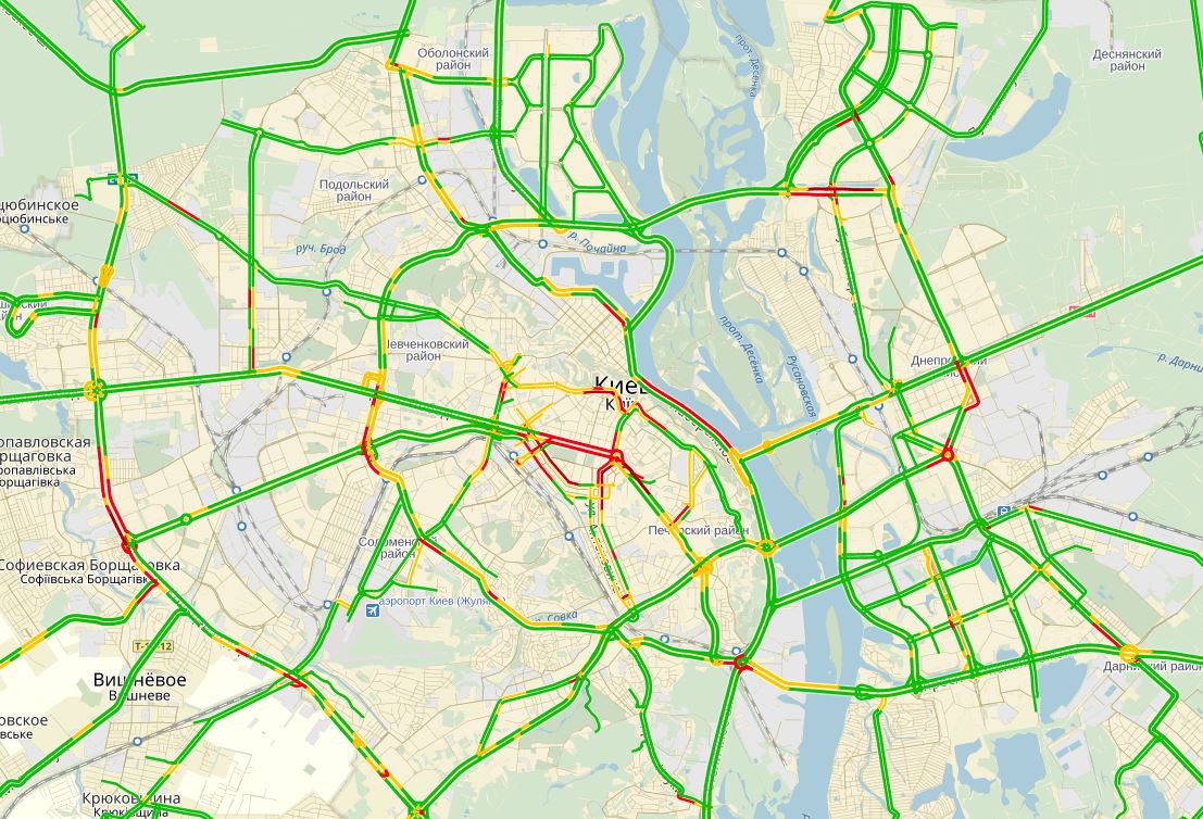 Пробки в Киеве достигли 6 баллов