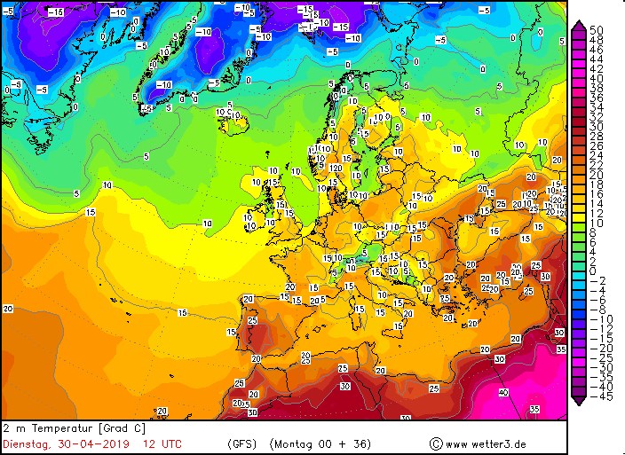 Карта погоди на 30 квітня