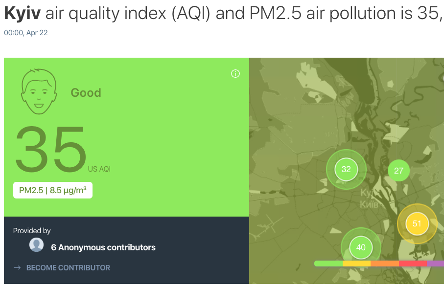 Качество воздуха в Киеве вернулось к норме