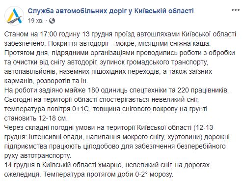 В &quot;Укравтодорі&quot; розповіли про стан проїду автошляхами Київської області
