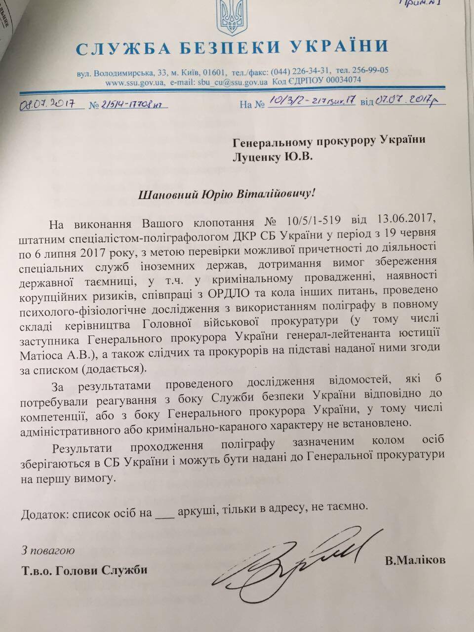 Керівництво Головної військової прокуратури пройшло перевірку на поліграфі