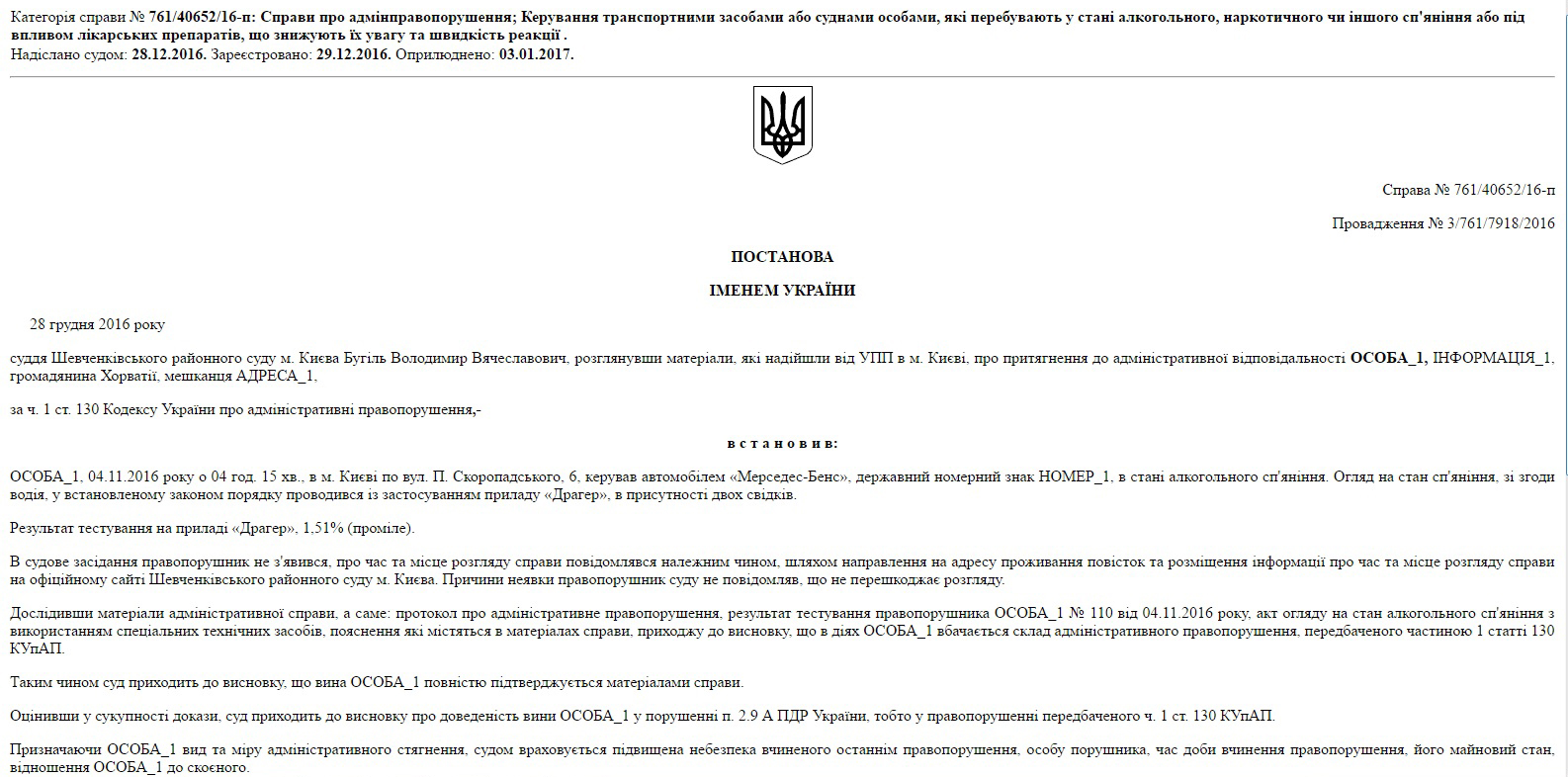 У футболиста "Динамо" отобрали водительские права за пьянство