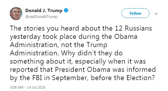 Трамп связал вмешательство России в выборы с президентством Обамы