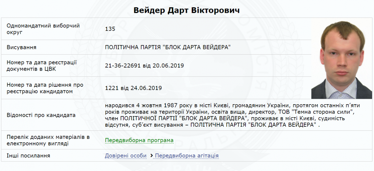 Кандидат в депутаты Дарт Вейдер: в сети показали его настоящее лицо (фото)