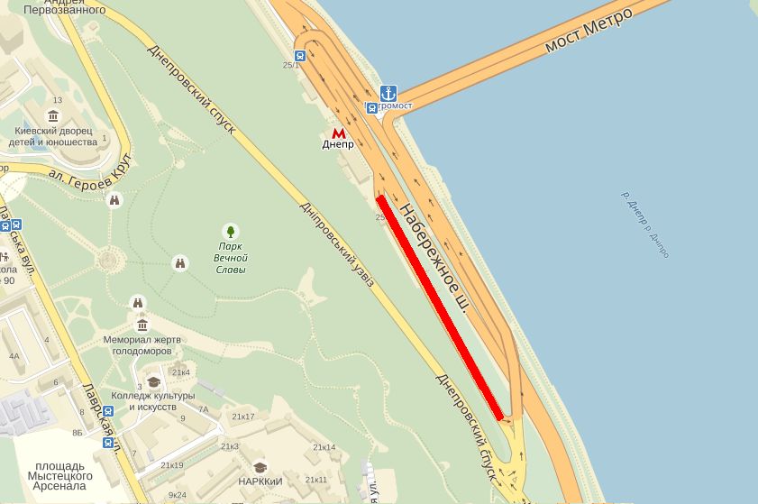 Часть Днепровского спуска в Киеве перекроют 8 сентября