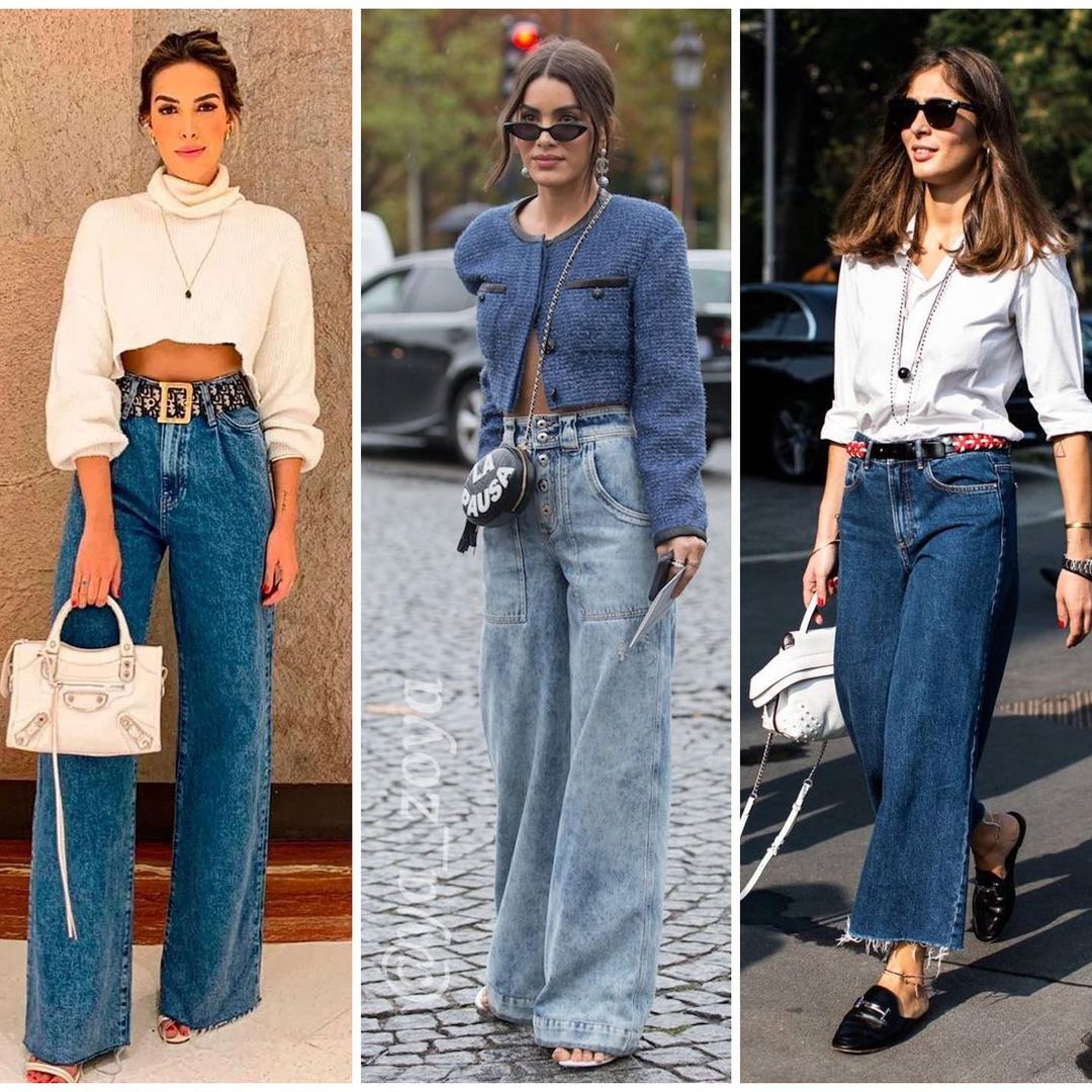 С чем носить широкую джинсовую. Образы с широкими джинсами. Тотал деним 2023. Стильные образы с джинсовой. С чем носить широкую джинсовую.