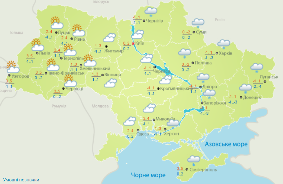 Відлига, але хмарно: прогноз погоди на сьогодні