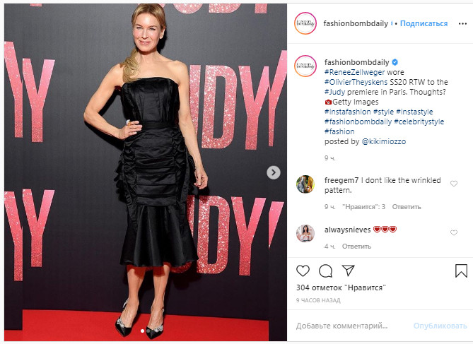 Не узнать! Сильно похудевшая Рене Зеллвегер поразила точеной фигурой на премьере "Джуди" в Париже