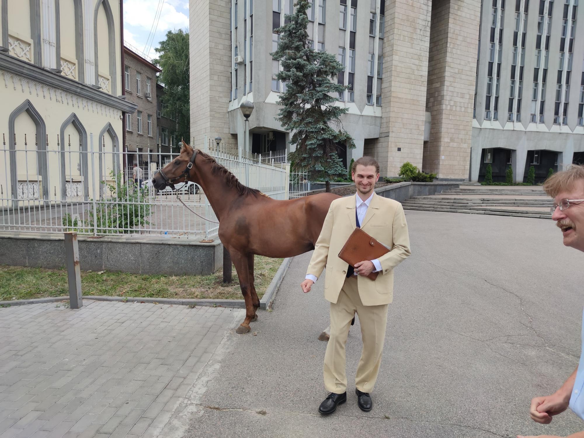 Возле горсовета в Днепре установили &quot;парковку&quot; для лошадей: местные удивились (фото)