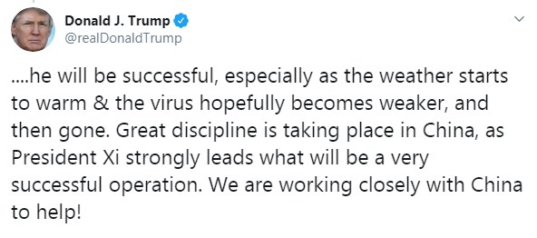 Трамп обсудил с главой Китая борьбу с коронавирусом