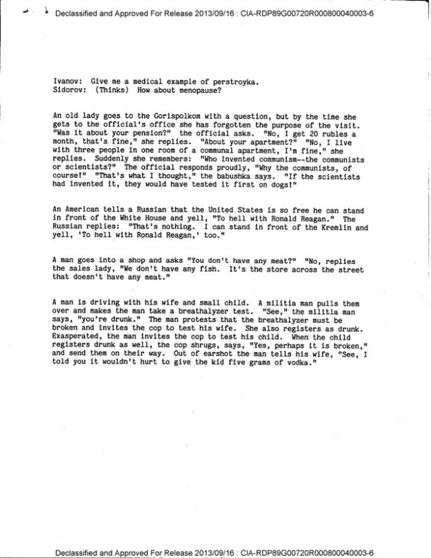 У секретних документах ЦРУ знайшли анекдоти з СРСР