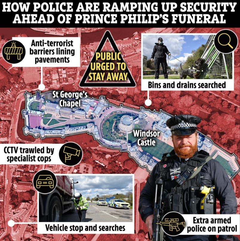 Автоматчики, блокпосты, стальное кольцо: что происходит у замка, где похоронят принца Филиппа (фото)
