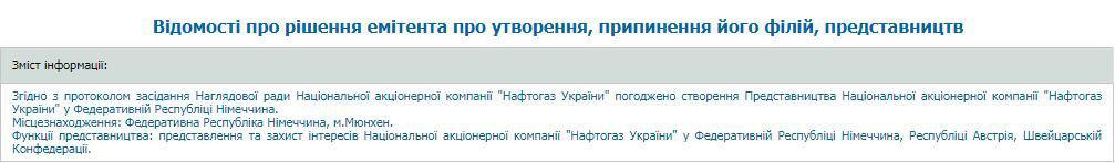 "Нафтогаз" откроет свое представительство в Германии