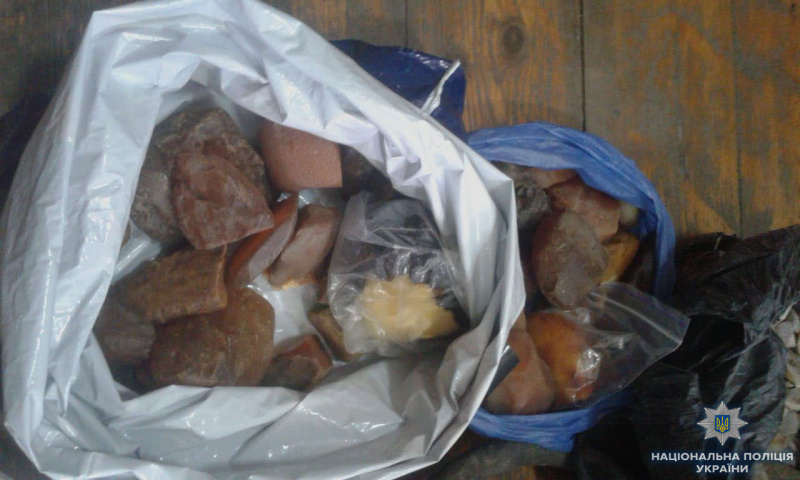 Нацполиция вилучила 70 кг бурштину на 600 тис. гривень