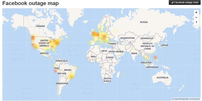 В работе Facebook произошел сбой