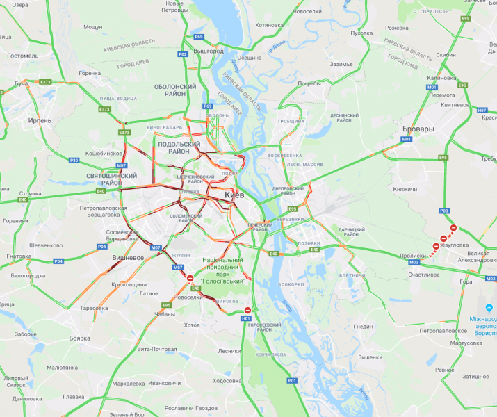 Київ стоїть в пробках