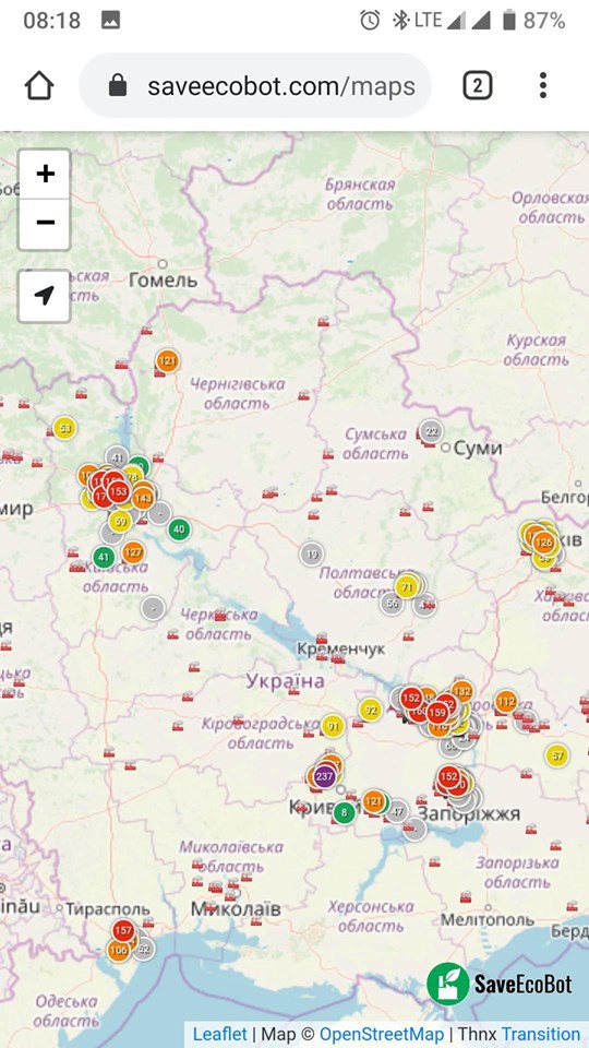Де в Україні найбрудніше повітря (карта)