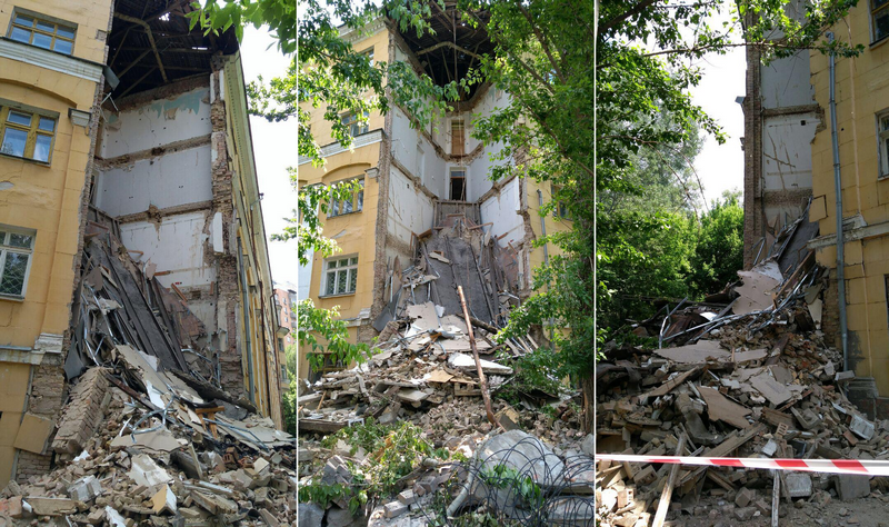У центрі Києві обрушилося крило старовинної будівлі: фото з місця НП