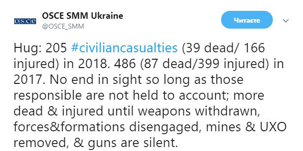 На прошлой неделе на Донбассе погибли двое гражданских, - ОБСЕ