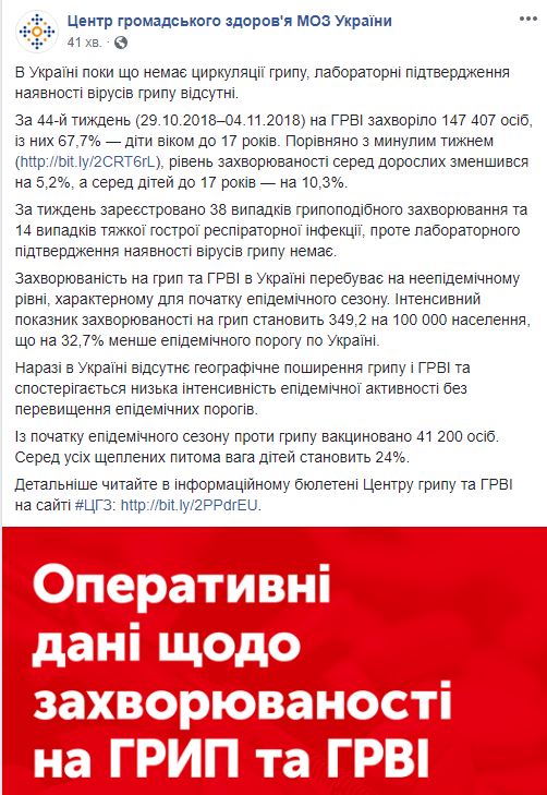 Циркуляции вируса гриппа в Украине не зафиксировано, - Минздрав
