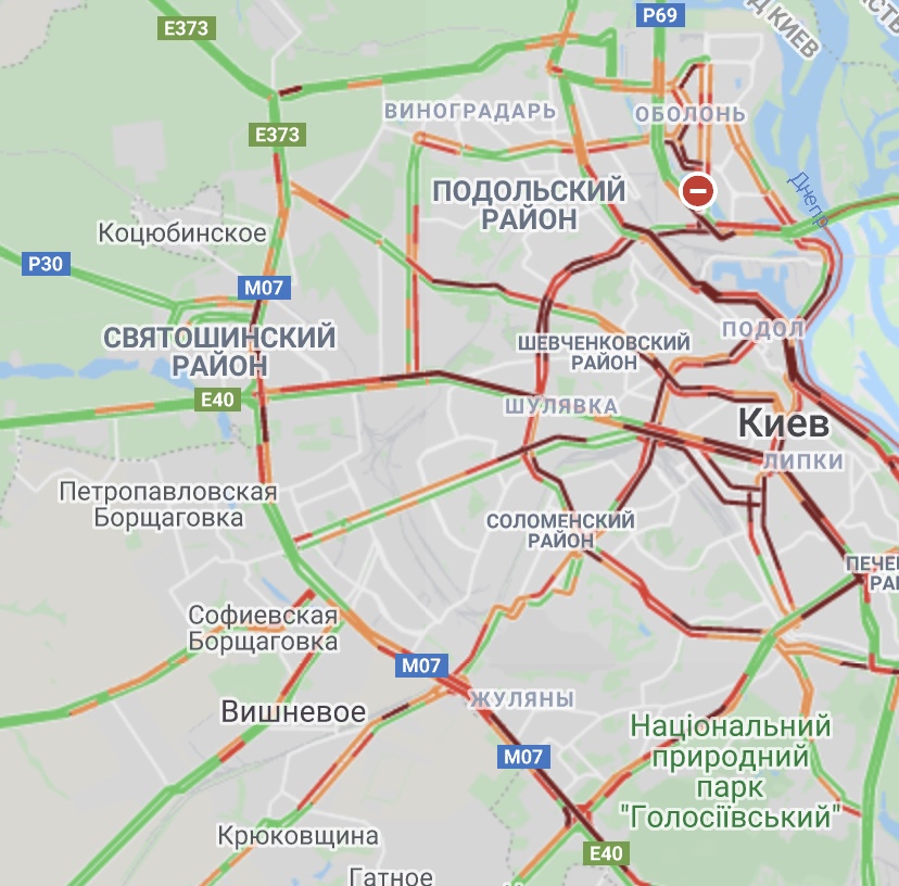 Киев сковали пробки: карта
