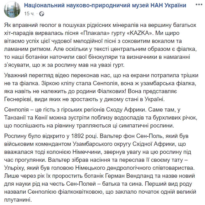 &quot;Не та фіалка&quot;: вчені знайшли помилку в кліпі групи KAZKA