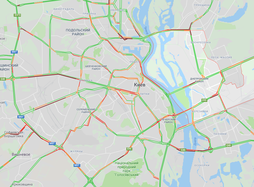 В Киеве образовались многочисленные пробки