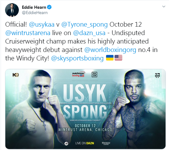 Стал известен соперник Усика в первом бою в супертяжах