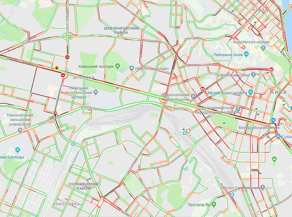 Рух у Києві паралізовано: карта затор