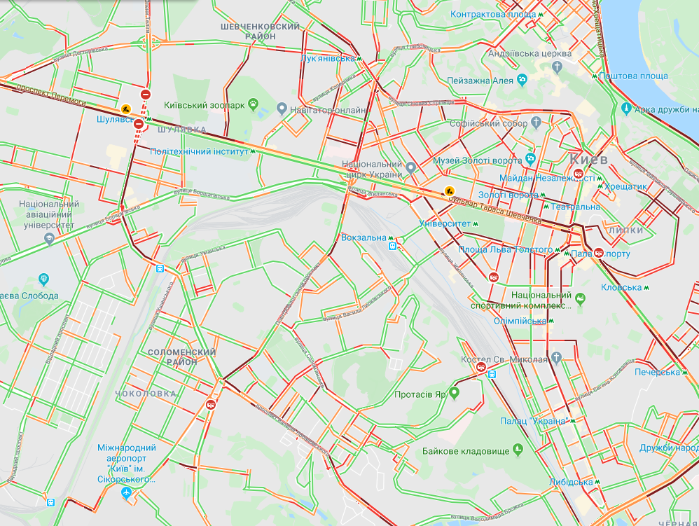 Киев сковали пробки: карта
