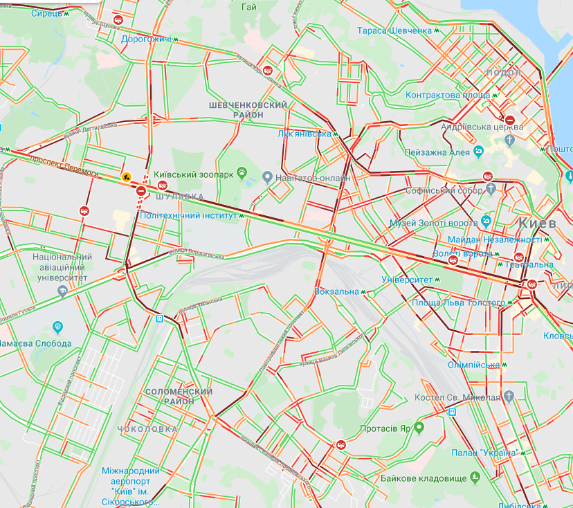 Київ скували затори: карта