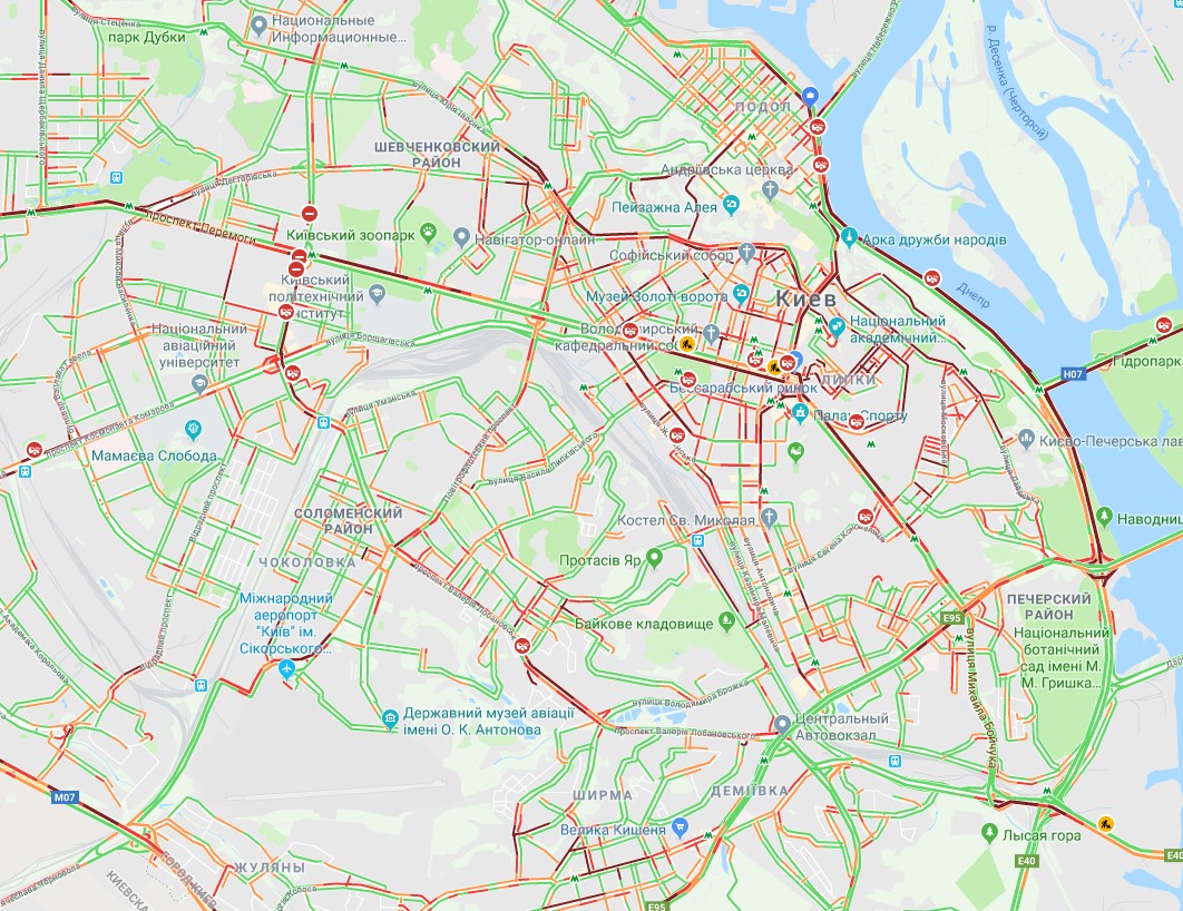 Киев сковали пробки: карта