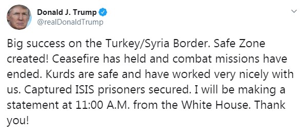 Трамп повідомив про створення &quot;безпечної зони&quot; в Сирії