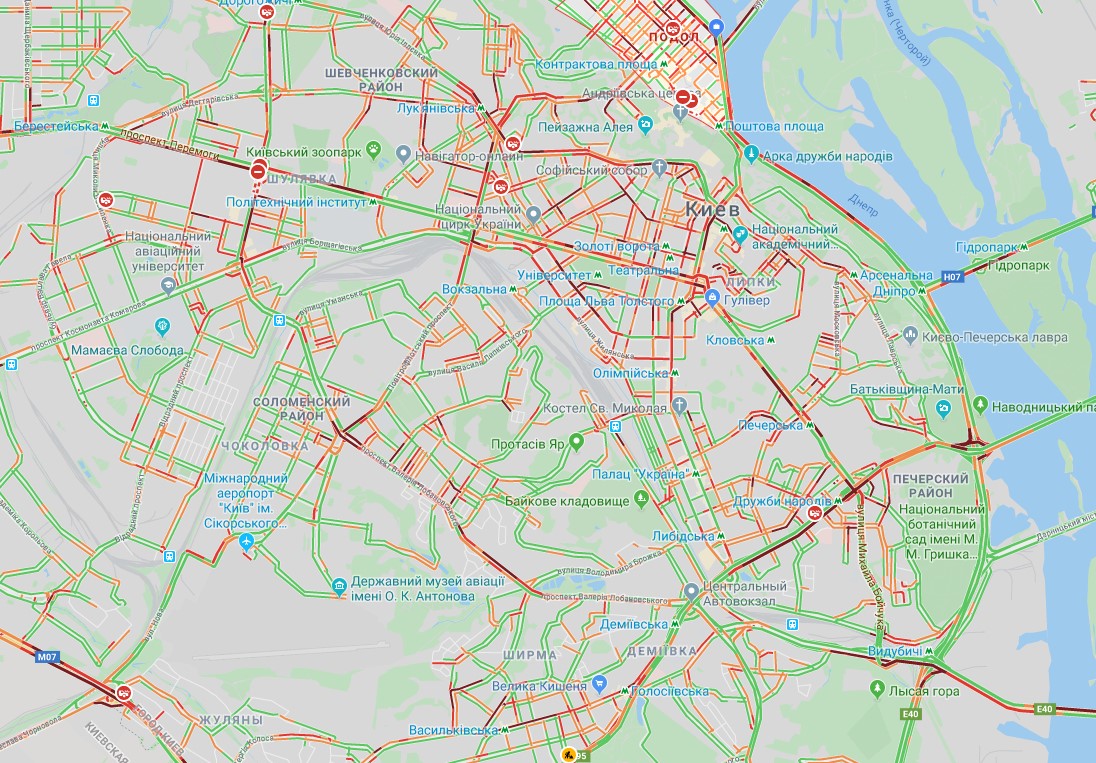 Київ скували пробки: карта
