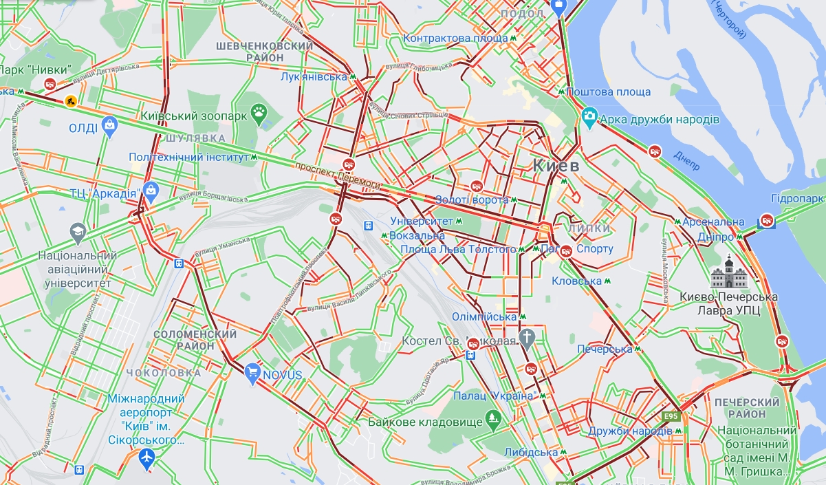 Київ скували затори: карта
