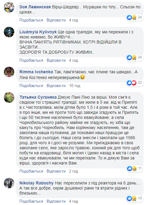 Аварія на ЧАЕС: слова Ліни Костенко зворушили українців до сліз