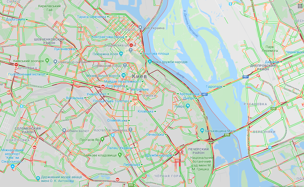 В Киеве образовались многочисленные пробки