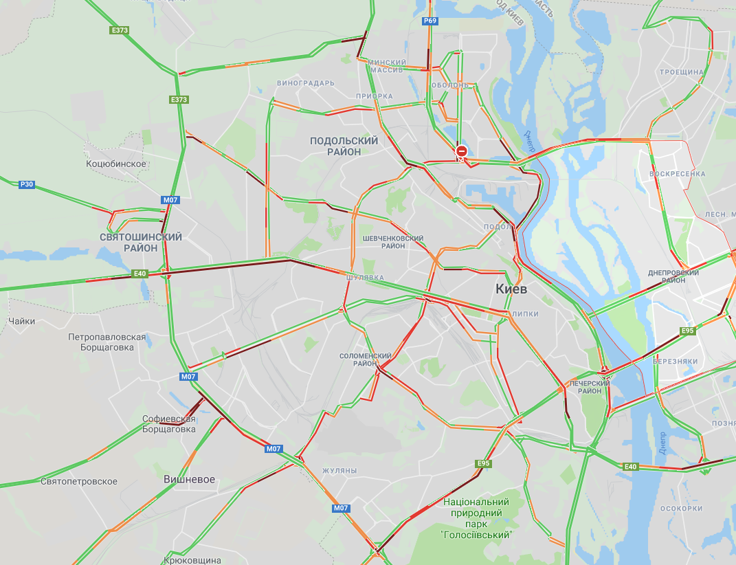 У Києві утворились численні пробки