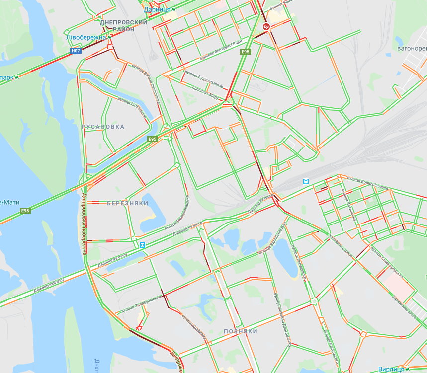 Киев сковали пробки: карта