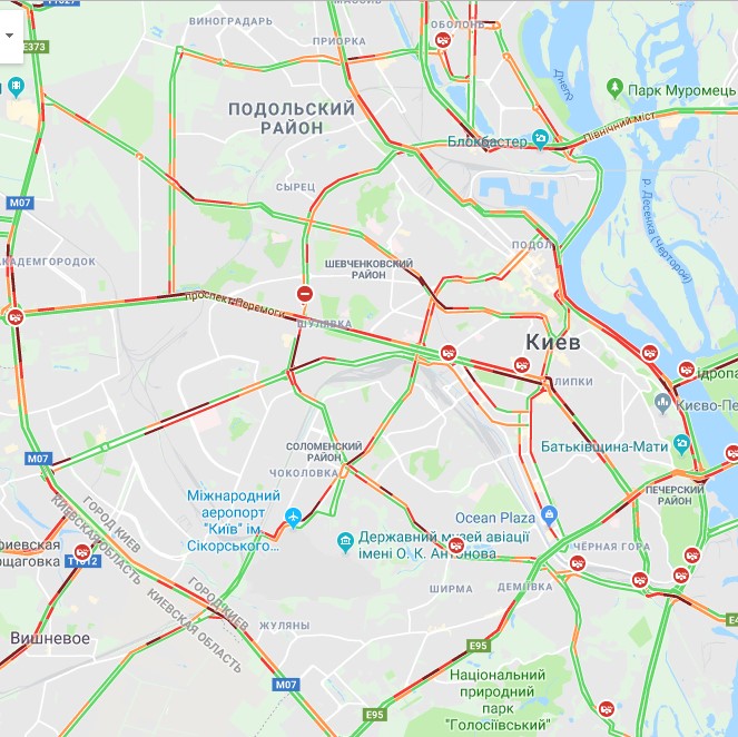 Киев сковали пробки: карта