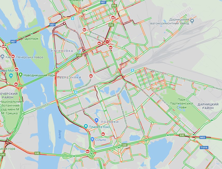 Киев сковали пробки: карта
