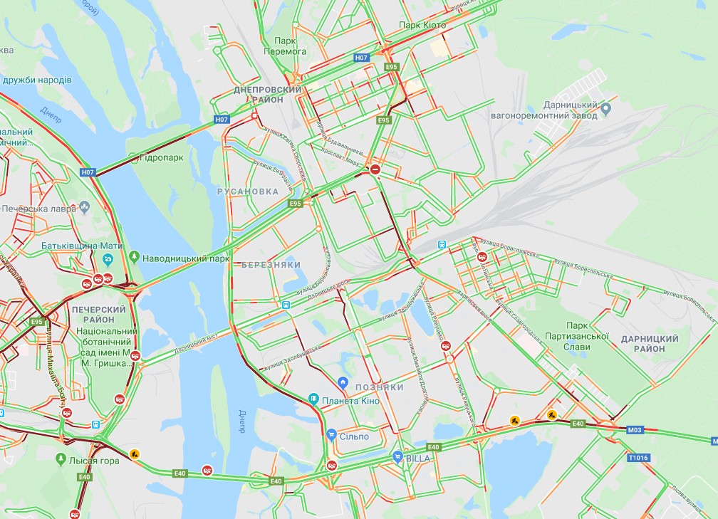 Київ скували пробки: карта