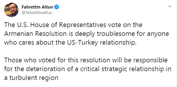 Турция вызвала посла США из-за признания геноцида армян