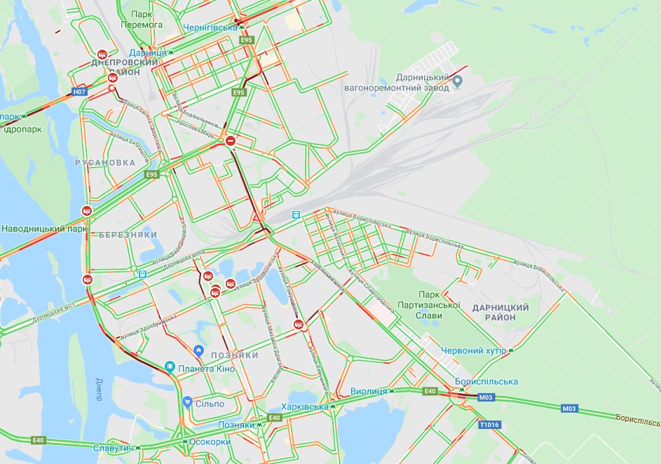 Киев сковали пробки: карта