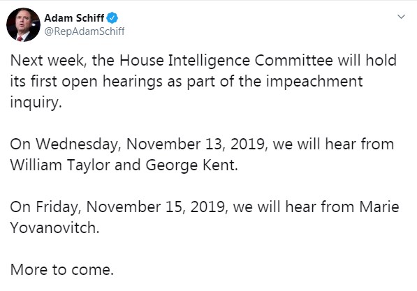 У США назвали дату перших відкритих слухань у справі про імпічмент Трампа