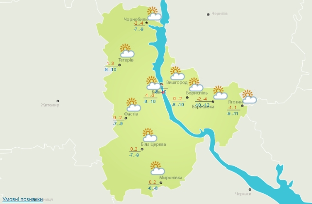 Сьогодні в Україні переважно сухо, вдень до -3