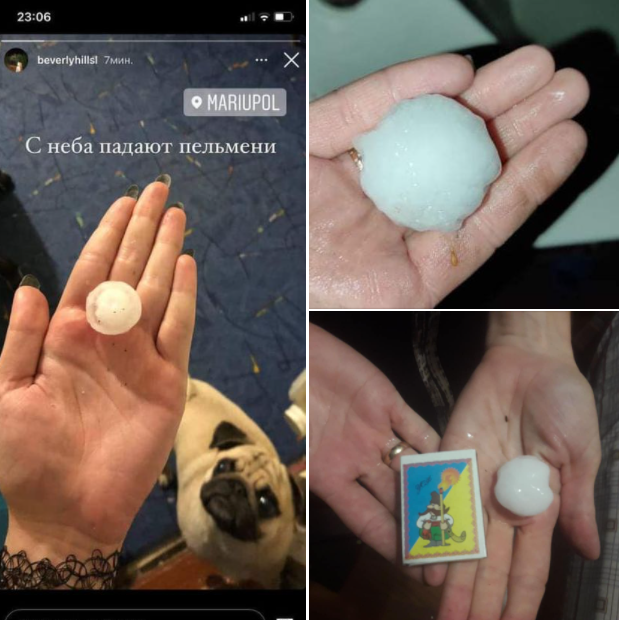 Град з пельмені, вирвані дерева і &quot;світлове шоу&quot;: відео і фото страшної негоди в Маріуполі