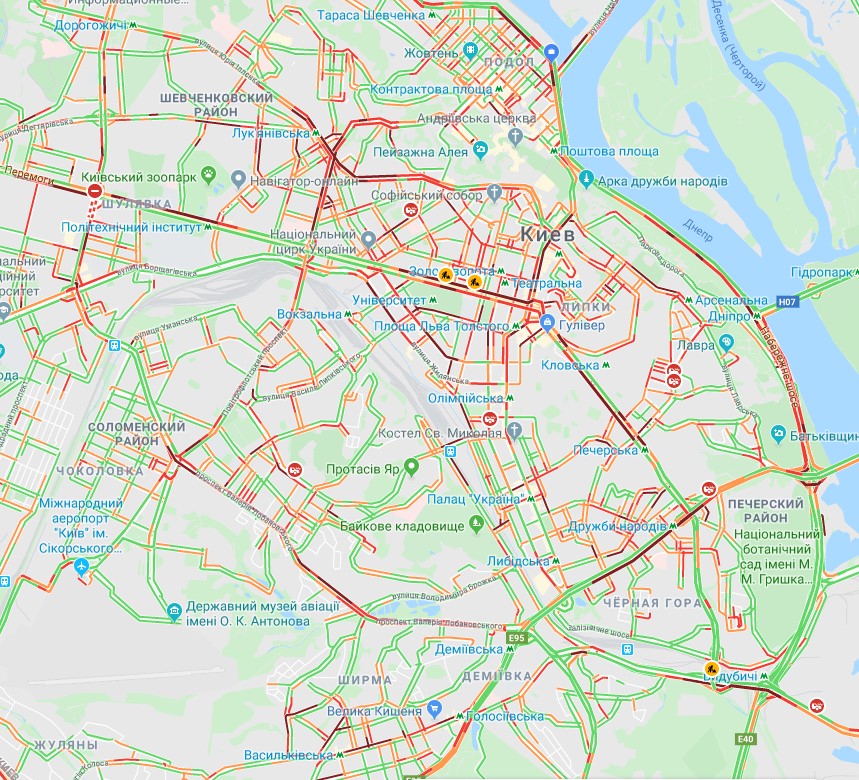 Київ скували затори: карта