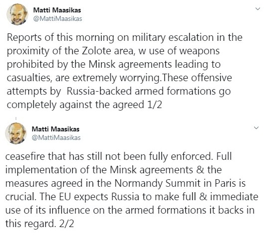 У ЄС закликали РФ вплинути на підконтрольних їй бойовиків на Донбасі